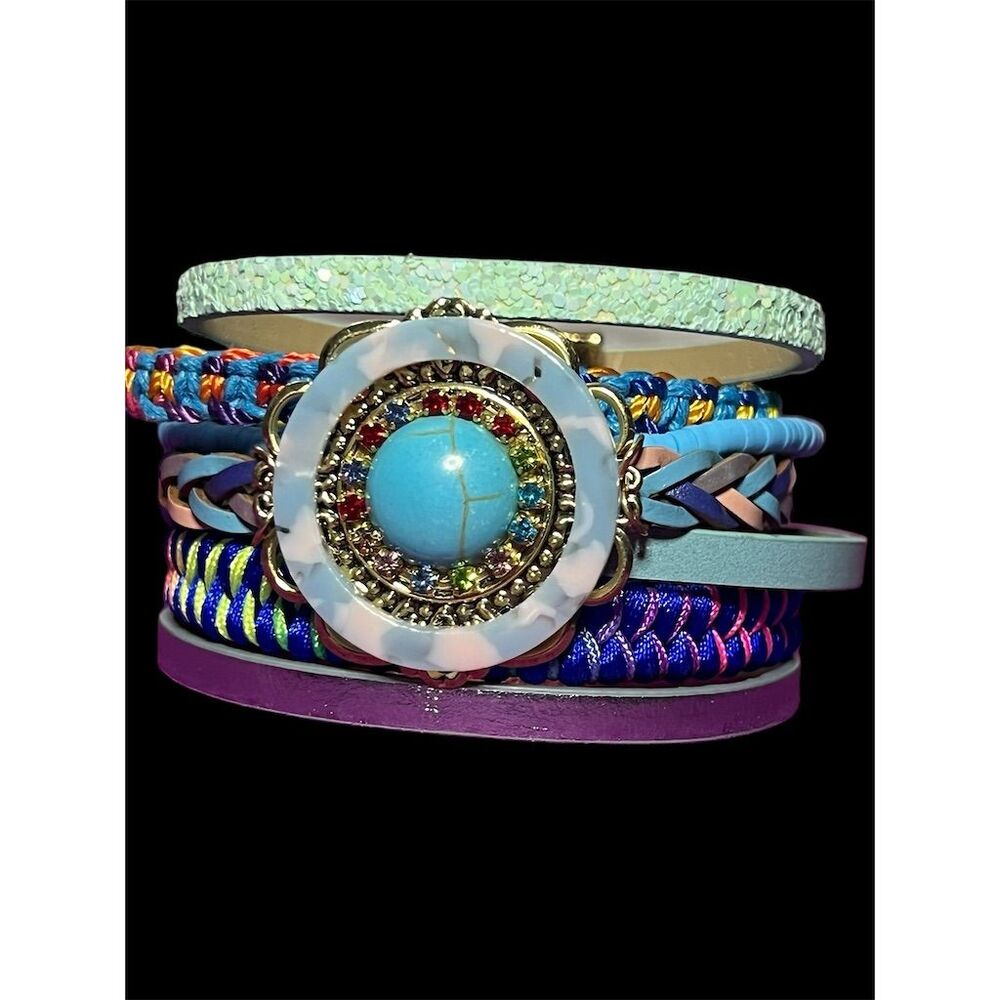 Handmade Boho Multi-Strand Leather Wrap Bracelet for Women with Turquois… - Picture 13 of 15